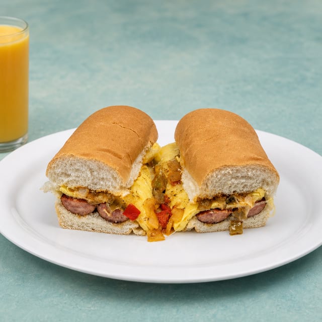 Smoked Sausage and Egg Sandwich.