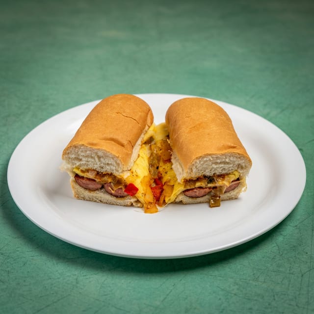Smoked Sausage and Egg Sandwich.